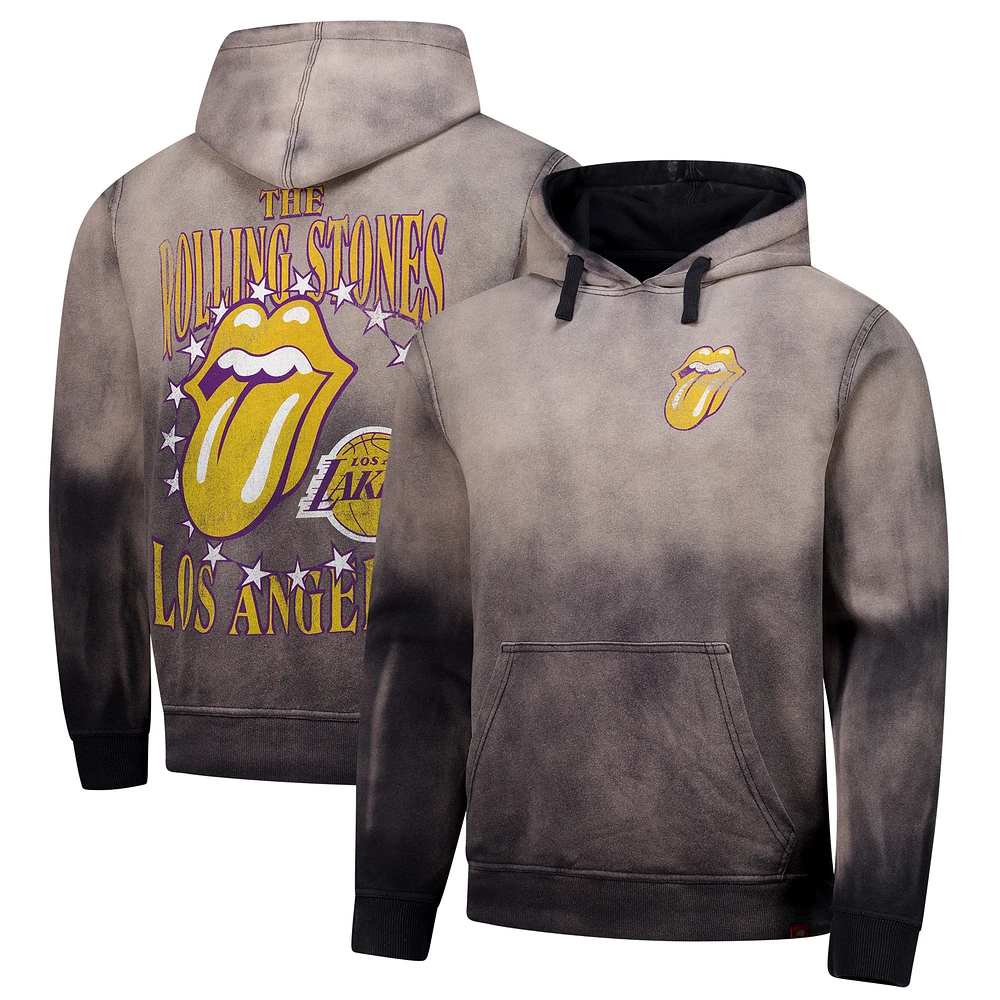Unisex Sportiqe Gray Rolling Stones x Los Angeles Lakers Collab Pullover Hoodie
