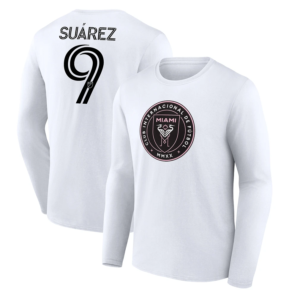 Men's Luis Suárez White Inter Miami CF Team Authentic Player Name & Number Long Sleeve T-Shirt