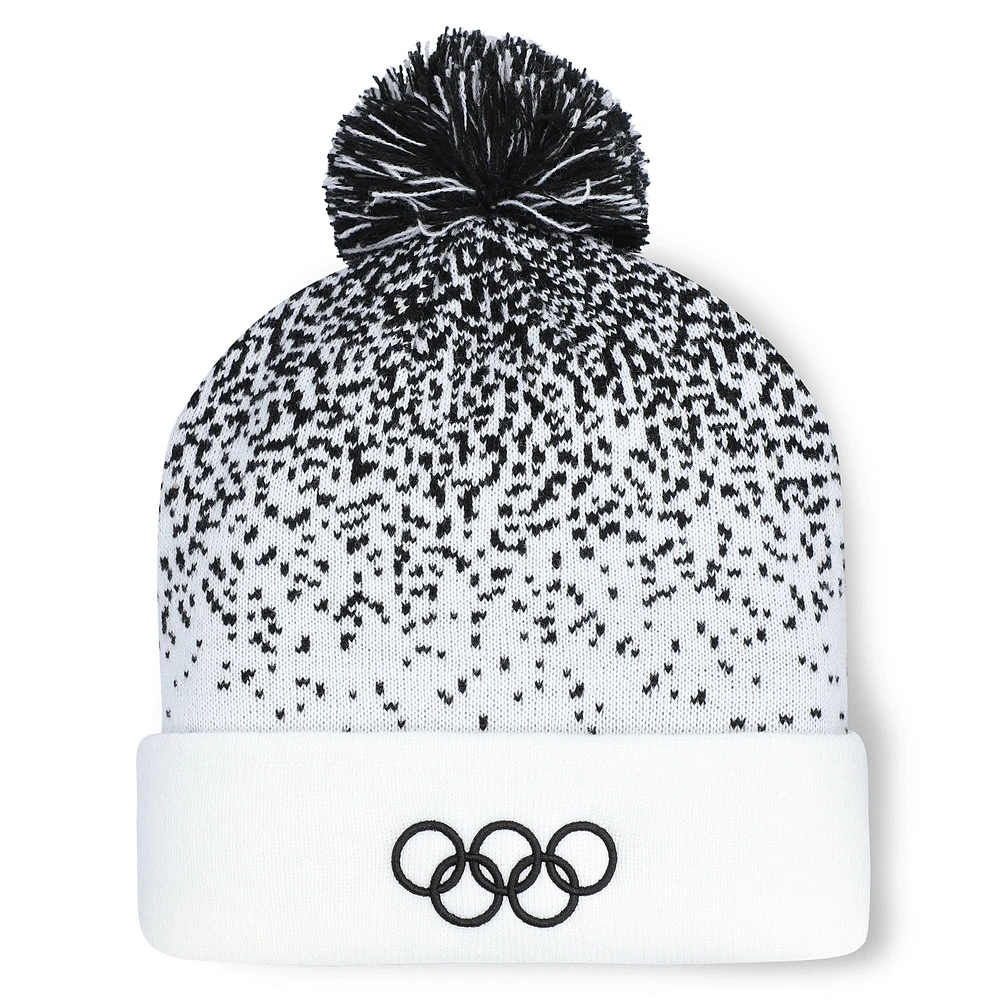 Men's Fanatics White/Black Olympic Games Snowfall Cuffed Knit Hat with Pom
