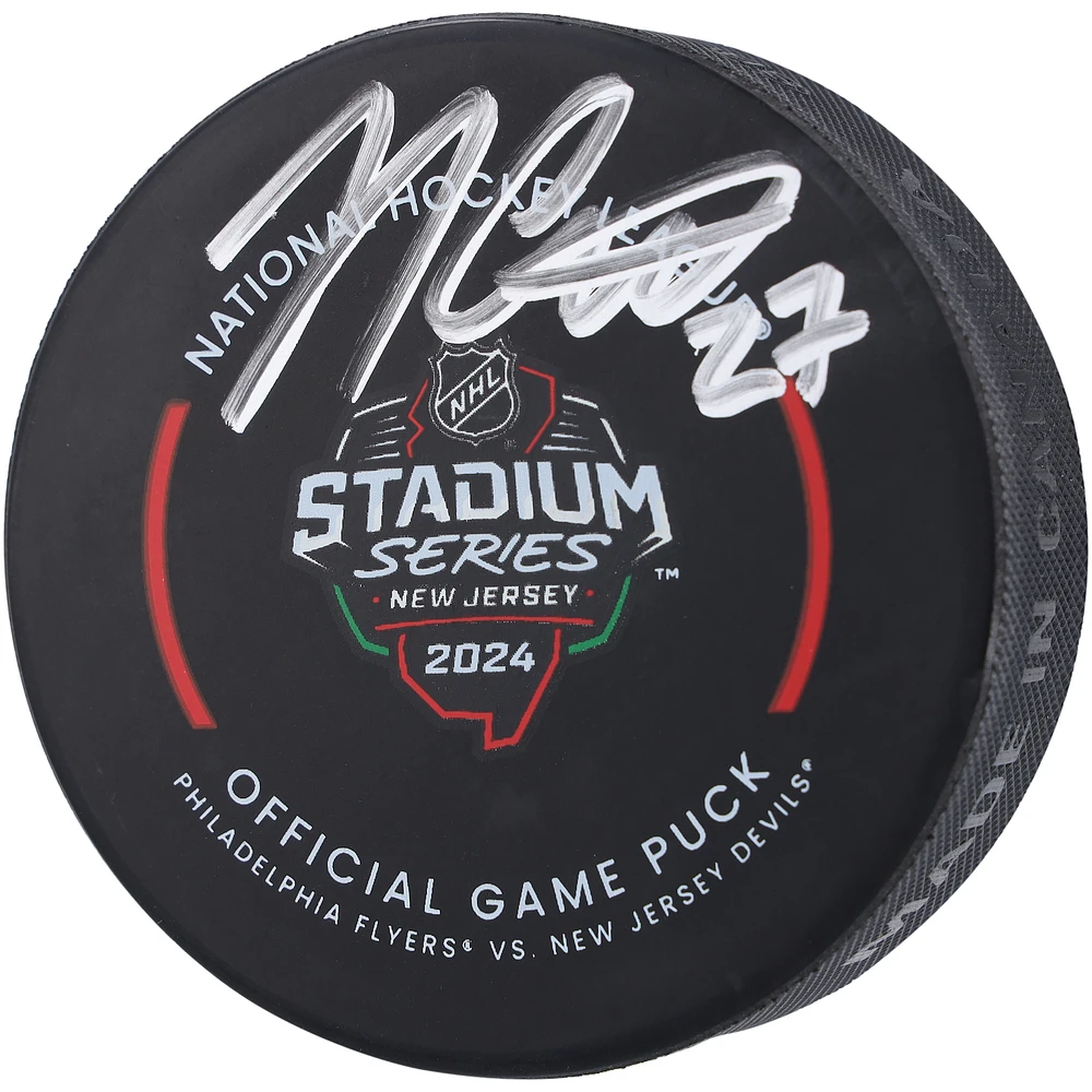Noah Cates Philadelphia Flyers Autographed 2024 Stadium Series Official Game Puck