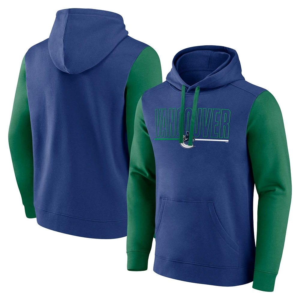 Men's Logo Athletic Blue Vancouver Canucks Deliver Fleece Pullover Hoodie