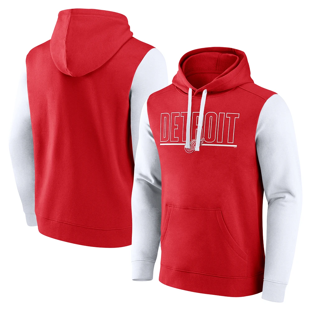 Men's Logo Athletic Red Detroit Wings Deliver Fleece Pullover Hoodie