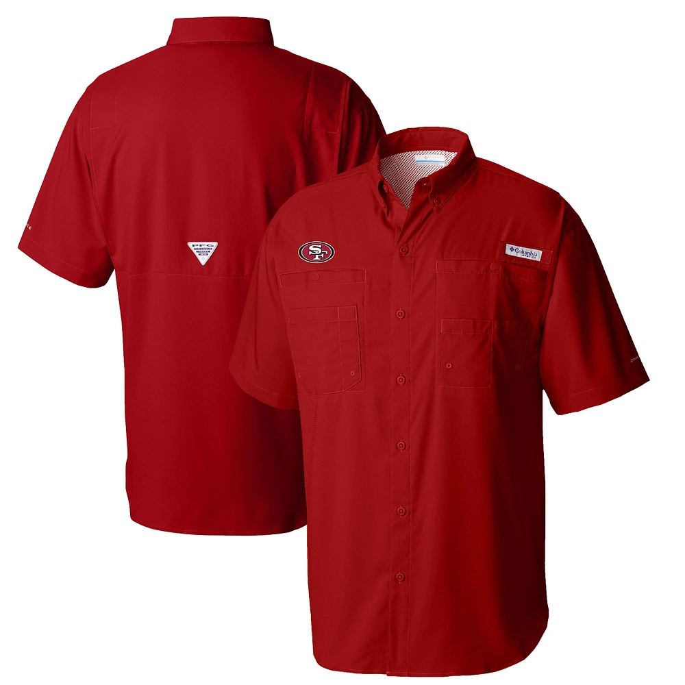 Men's Columbia Scarlet San Francisco 49ers PFG Tamiami II Omni-Shade Button-Down Shirt