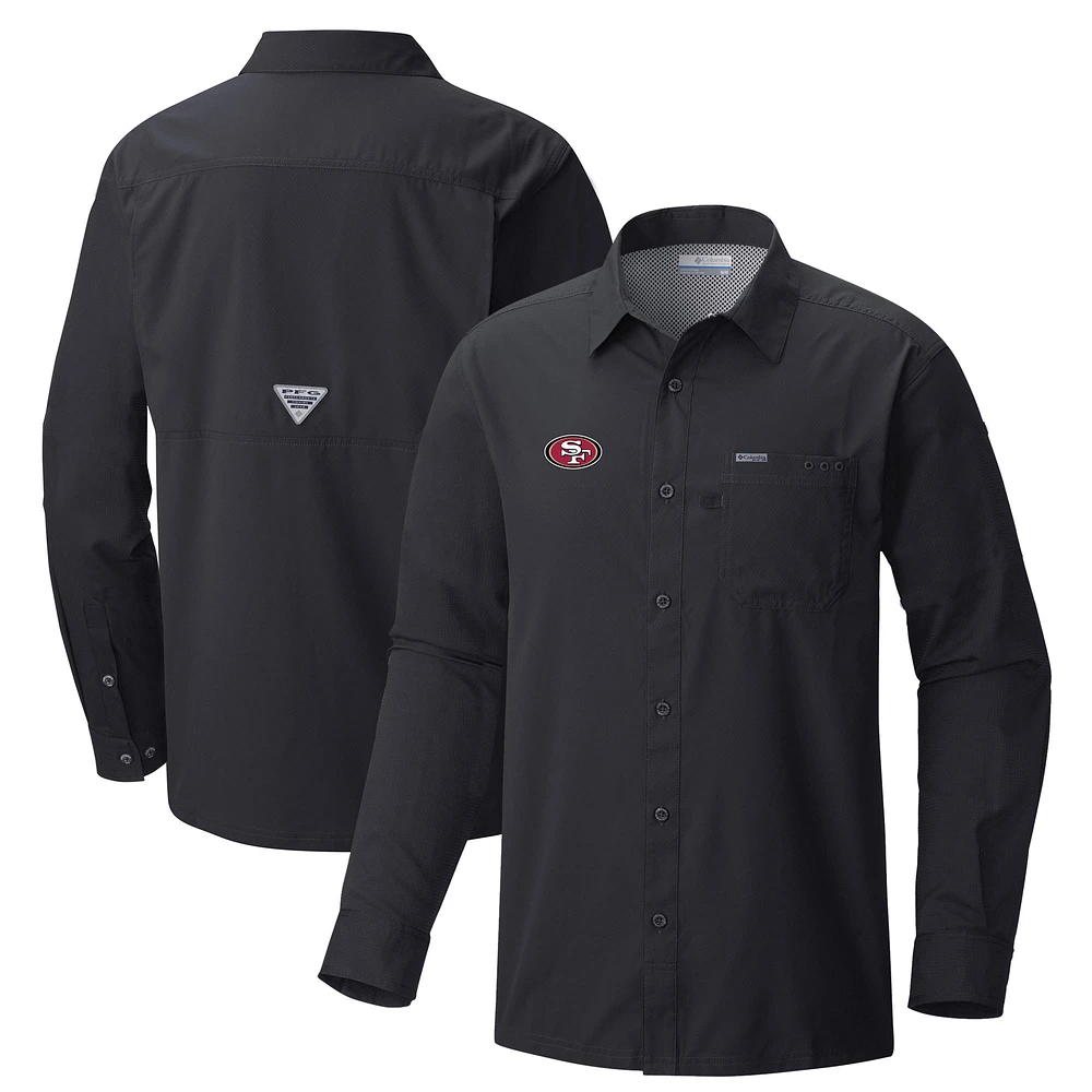 Men's Columbia Black San Francisco 49ers Slack Tide Omni-Wick Long Sleeve Button-Up Shirt