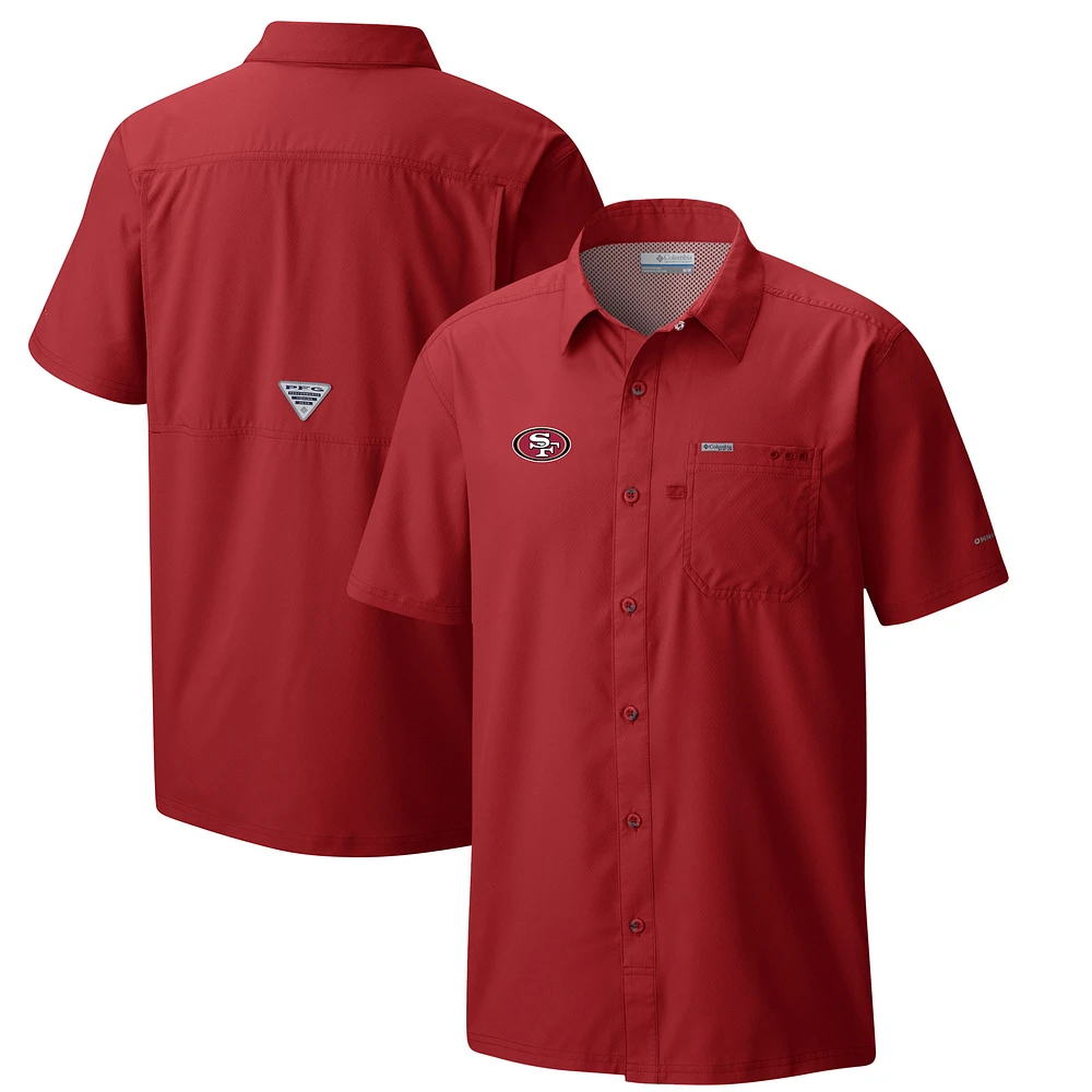 Men's Columbia Scarlet San Francisco 49ers Slack Tide Omni-Wick Button-Up Camp Shirt