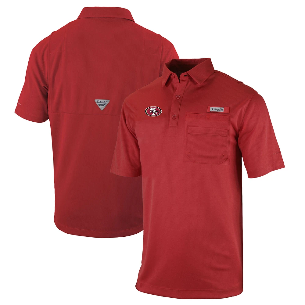 Men's Columbia Scarlet San Francisco 49ers Omni-Wick Flycaster Pocket Polo