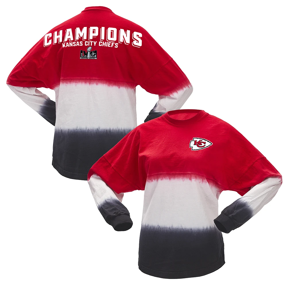 Women's Red/White Kansas City Chiefs Super Bowl LVIII Champions Ombre Long Sleeve T-Shirt