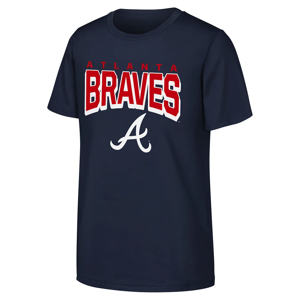 Youth Navy Atlanta Braves On The Block T-Shirt