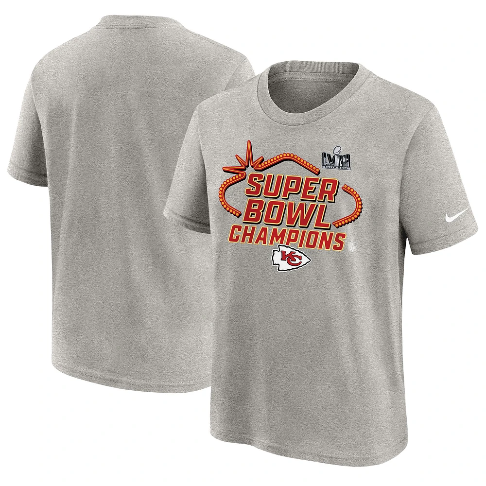 Youth Nike Gray Kansas City Chiefs Super Bowl LVIII Champions Locker Room Trophy Collection T-Shirt
