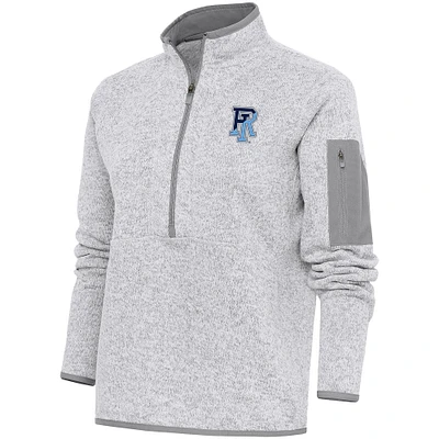 Women's Antigua Heather Gray Rhode Island Rams Fortune Half-Zip Pullover Jacket