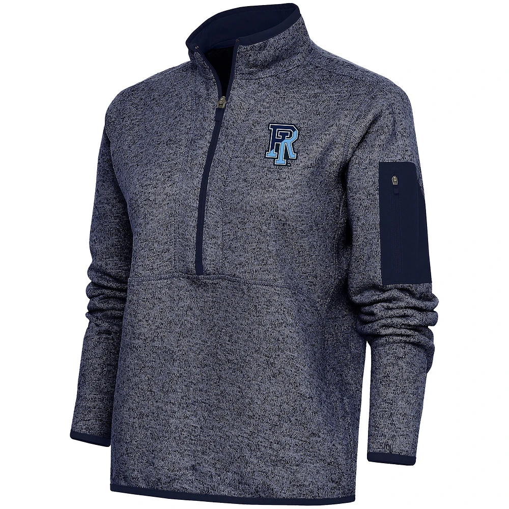 Women's Antigua Heather Navy Rhode Island Rams Fortune Half-Zip Pullover Jacket
