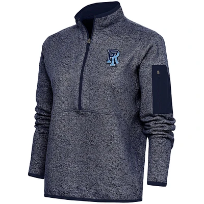 Women's Antigua Heather Navy Rhode Island Rams Fortune Half-Zip Pullover Jacket