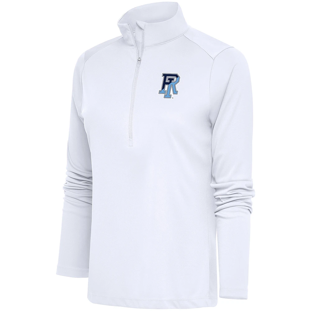 Women's Antigua White Rhode Island Rams Tribute Half-Zip Pullover