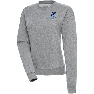 Women's Antigua Heather Gray Rhode Island Rams Victory Crewneck Pullover Sweatshirt