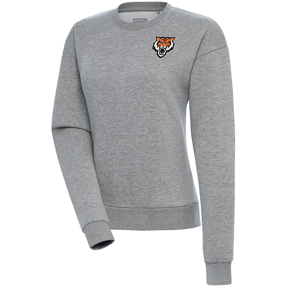 Women's Antigua Heather Gray Idaho State Bengals Victory Crewneck Pullover Sweatshirt
