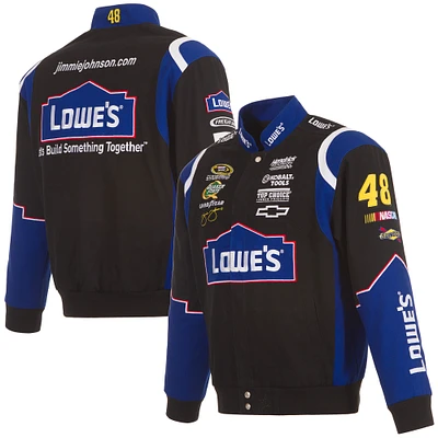 Men's JH Design Black Jimmie Johnson Lowe's Twill Driver Uniform Full-Snap Jacket