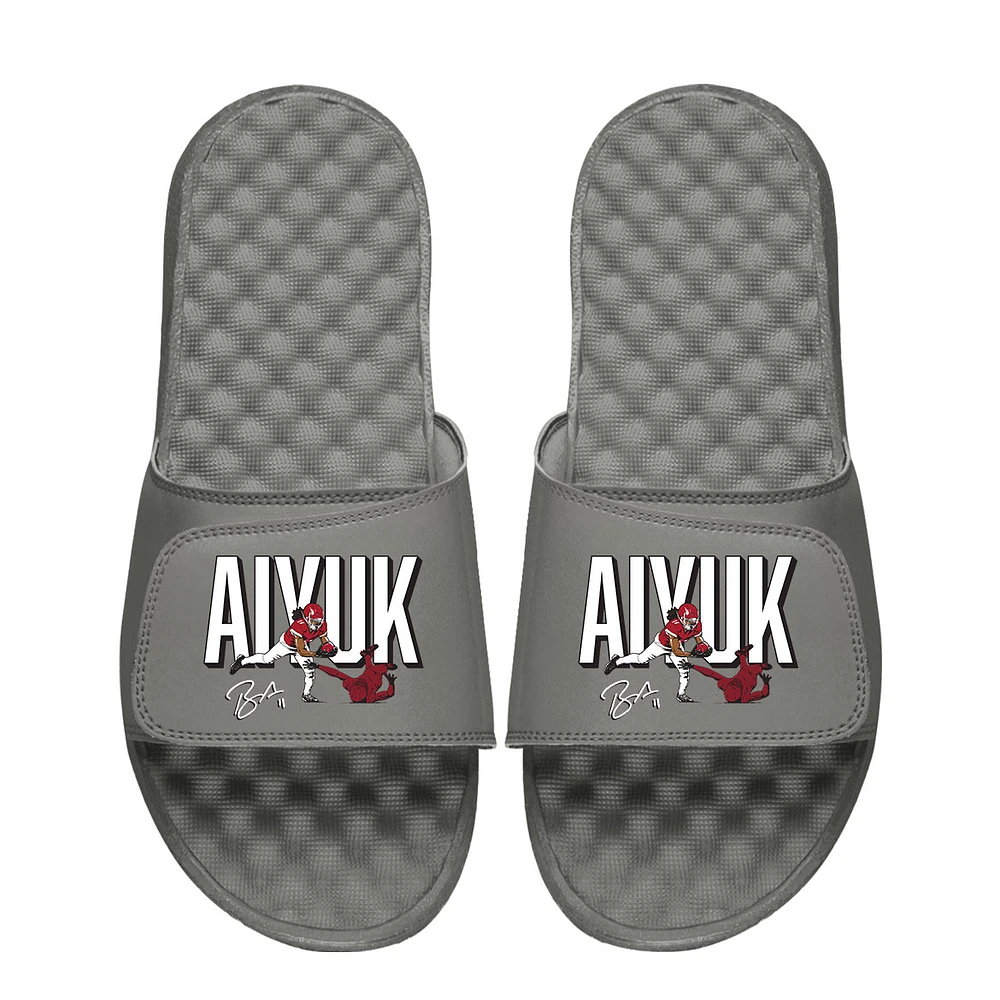 Youth ISlide Brandon Aiyuk Gray NFLPA Signature Catch Slide Sandals