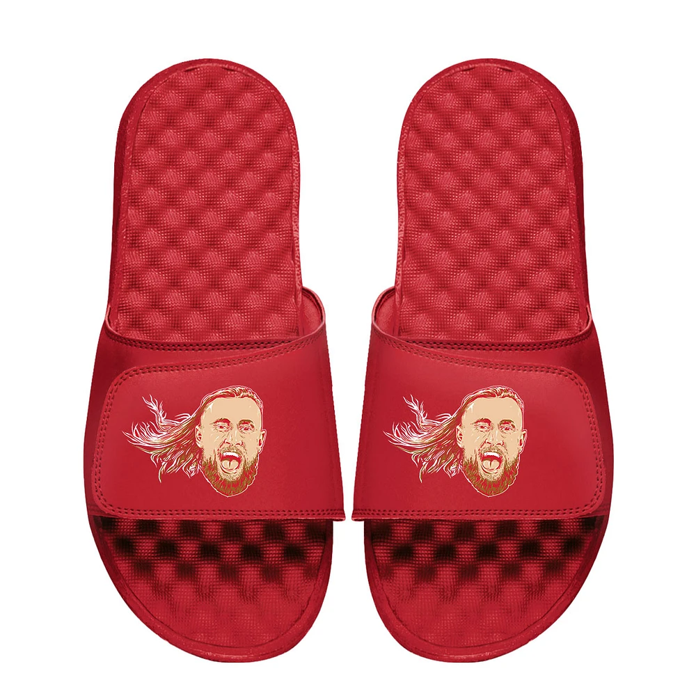 Youth ISlide George Kittle Scarlet NFLPA Big Head Slide Sandals