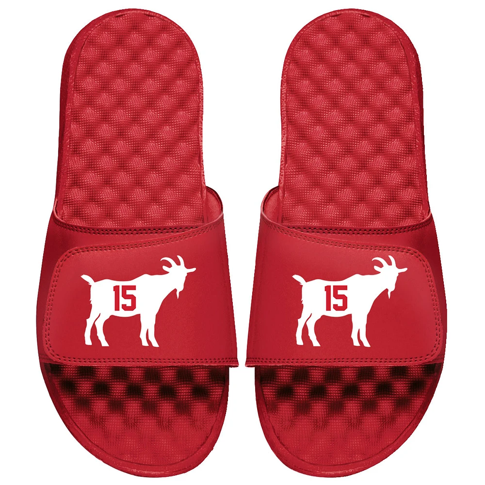 Youth ISlide Patrick Mahomes Red NFLPA Goat Graphic Slide Sandals