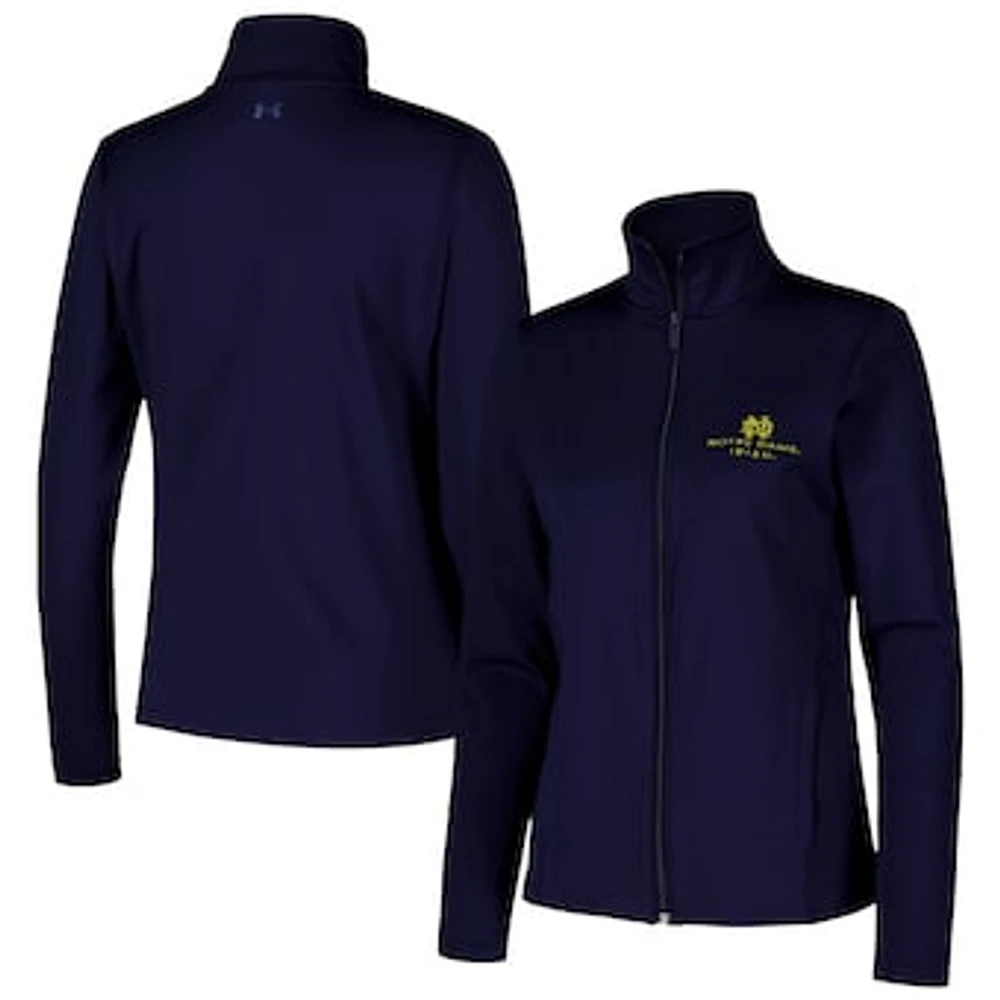 Women's Under Armour Navy Notre Dame Fighting Irish Sweat-Wicking Soft Motion Full-Zip Jacket
