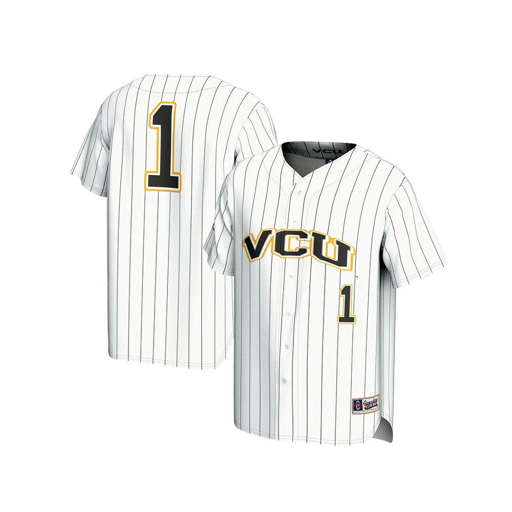 Youth GameDay Greats White #1 VCU Rams Lightweight Baseball Fashion Jersey