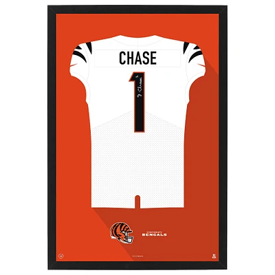 Ja'Marr Chase Cincinnati Bengals Away Jersey Framed Art Print