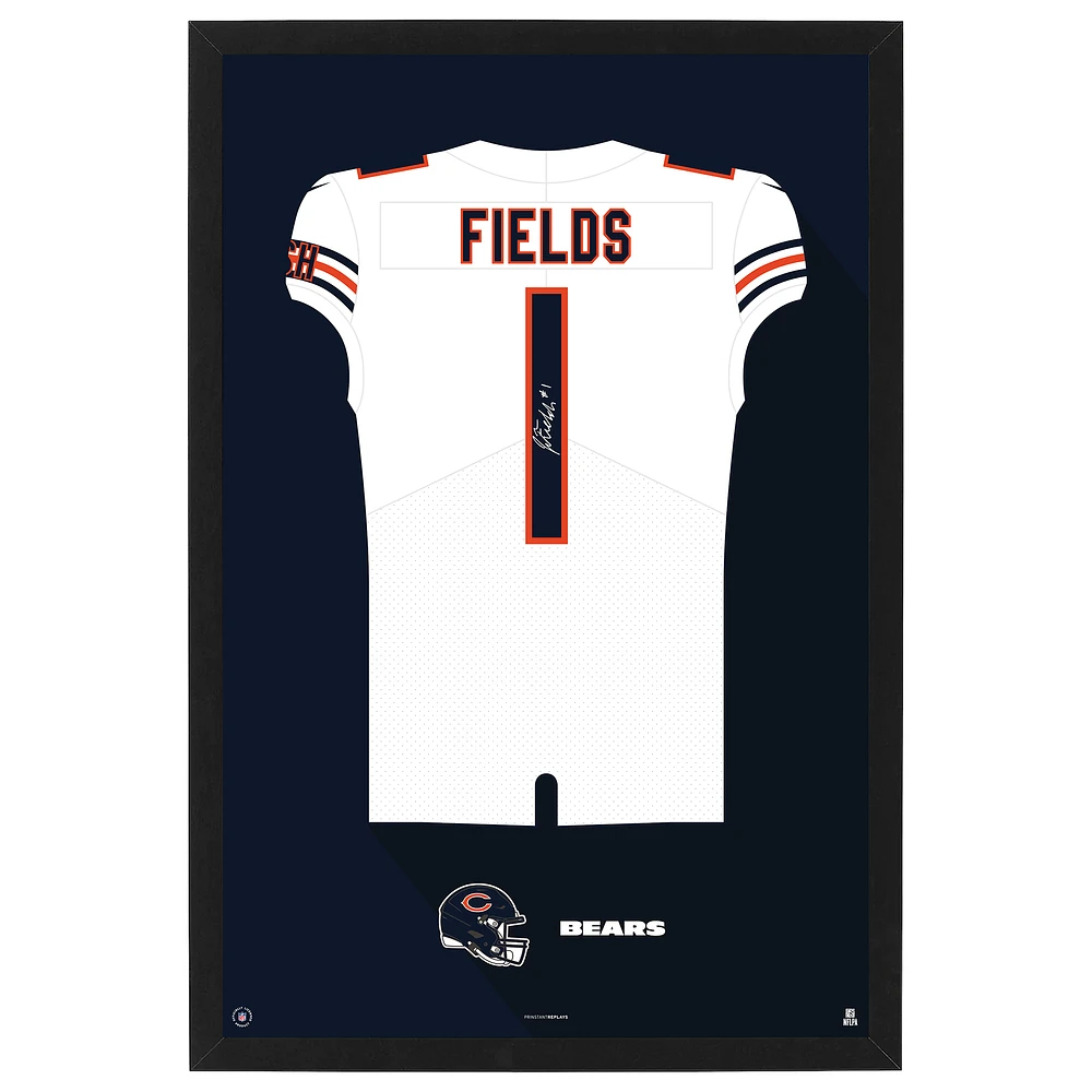 Justin Fields Chicago Bears Away Jersey Framed Art Print