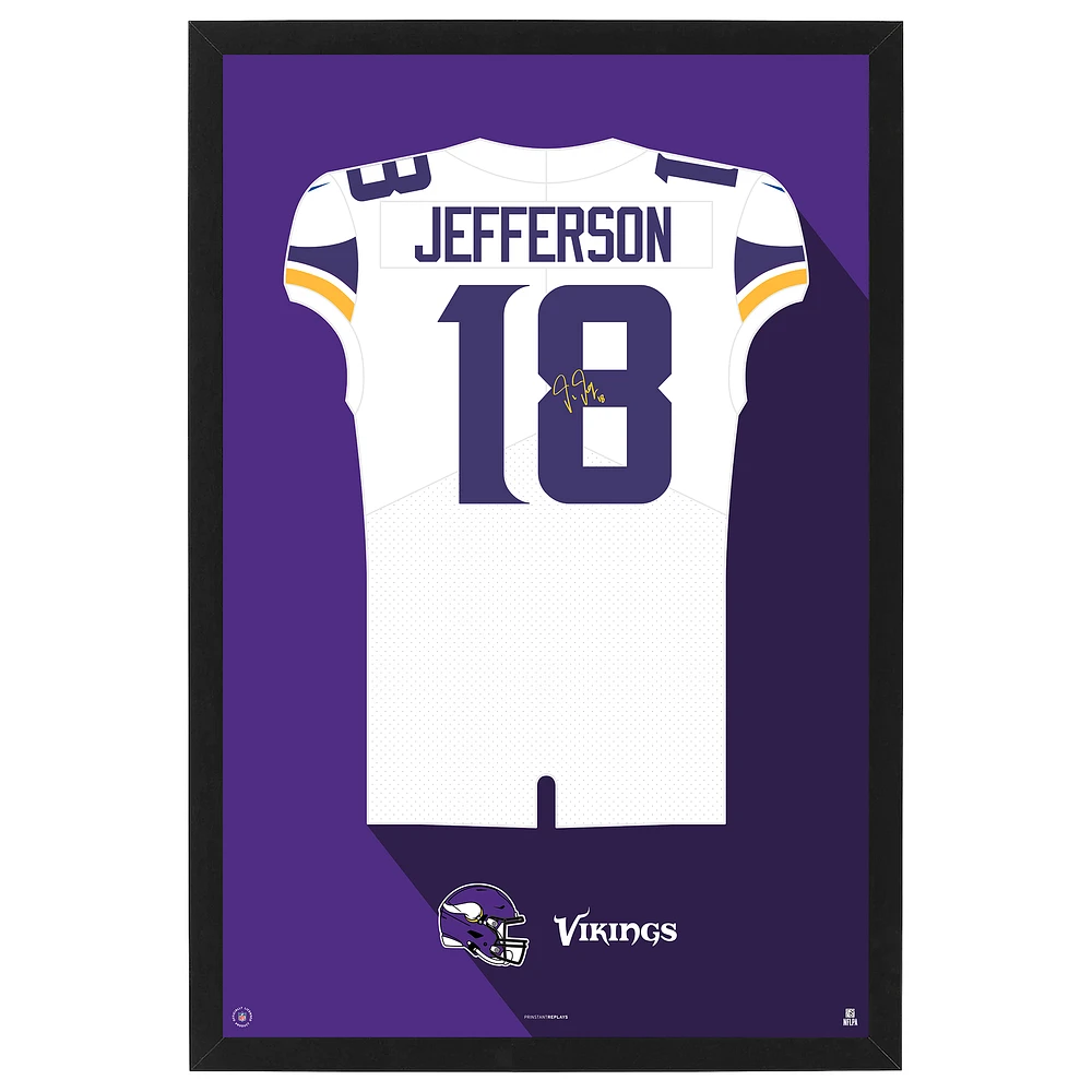Justin Jefferson Minnesota Vikings Away Jersey Framed Art Print