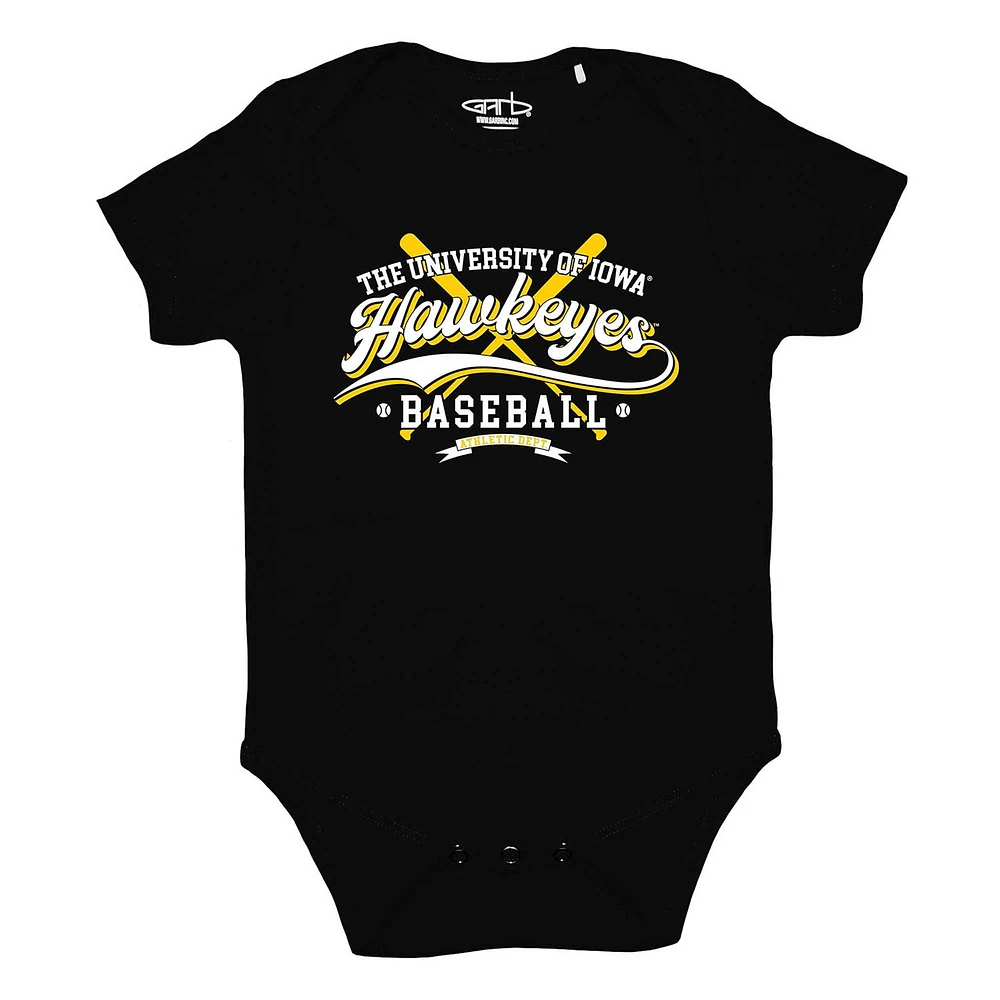 Newborn & Infant Garb Black Iowa Hawkeyes Otis Baseball Bodysuit