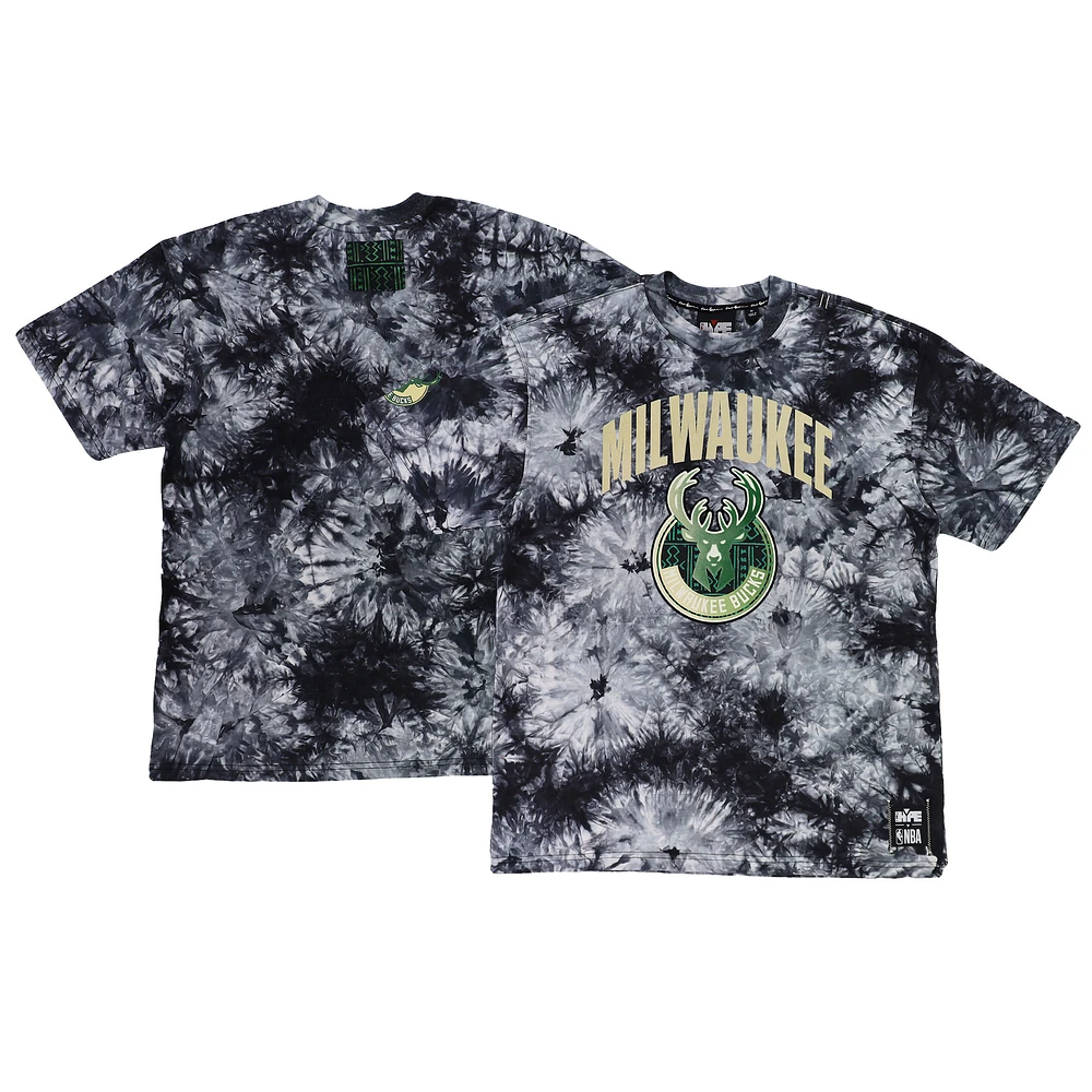Unisex NBA x Two Hype Black Milwaukee Bucks Culture & Hoops Tie-Dye T-Shirt