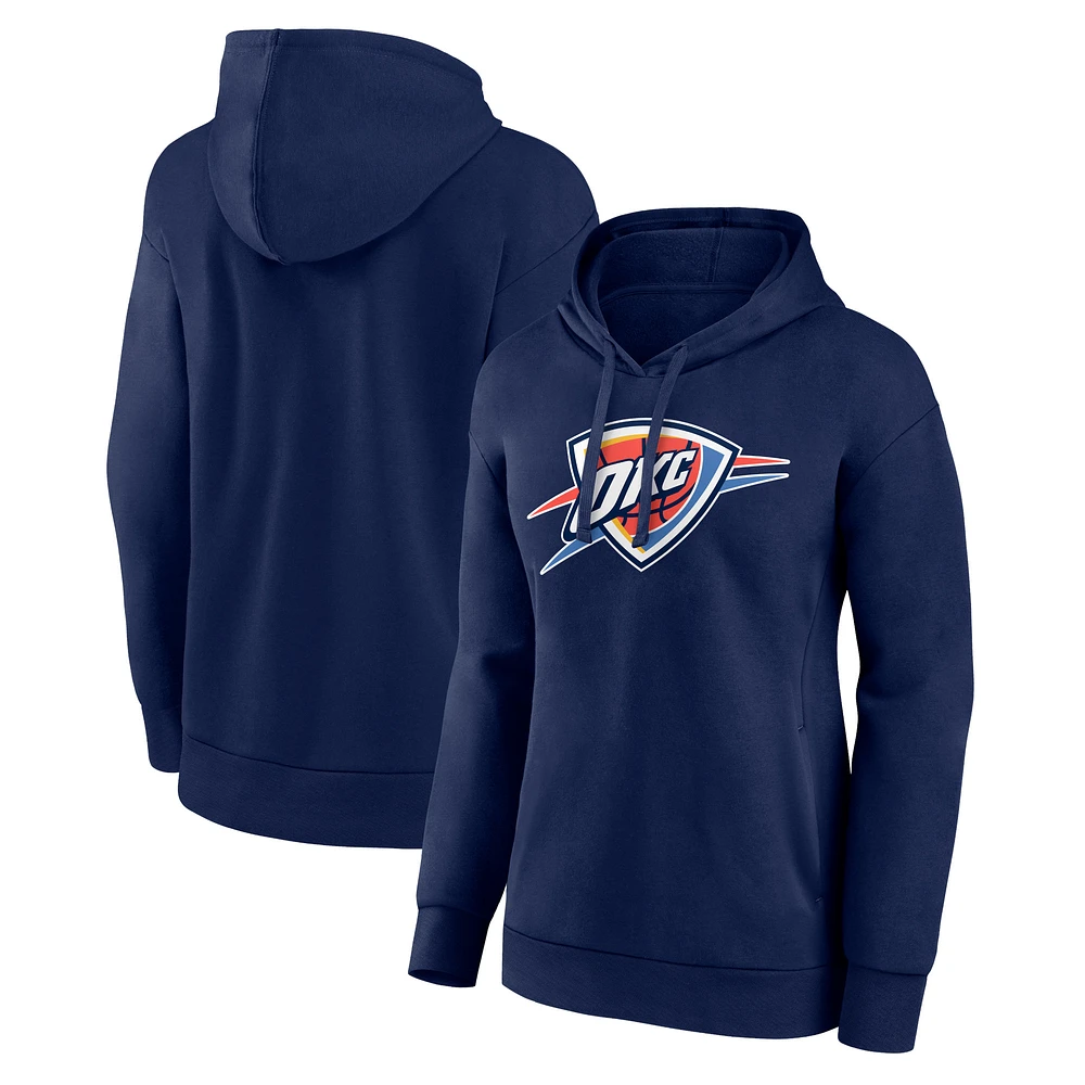Women's Navy Oklahoma City Thunder Primary Logo Pullover Hoodie