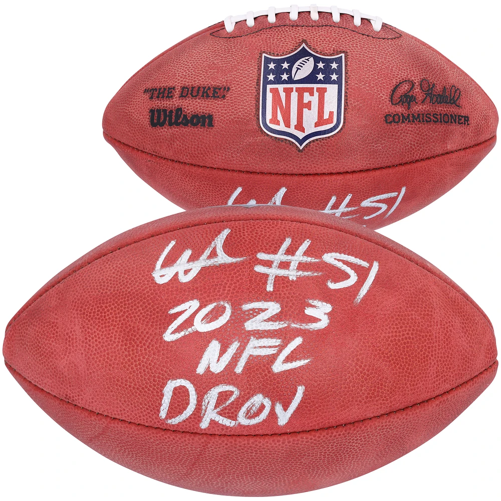 Will Anderson Jr. Houston Texans 2023 NFL Defensive Rookie of the Year Autographed NFL Duke Full Color Football with "2023 NFL DROY" Inscription
