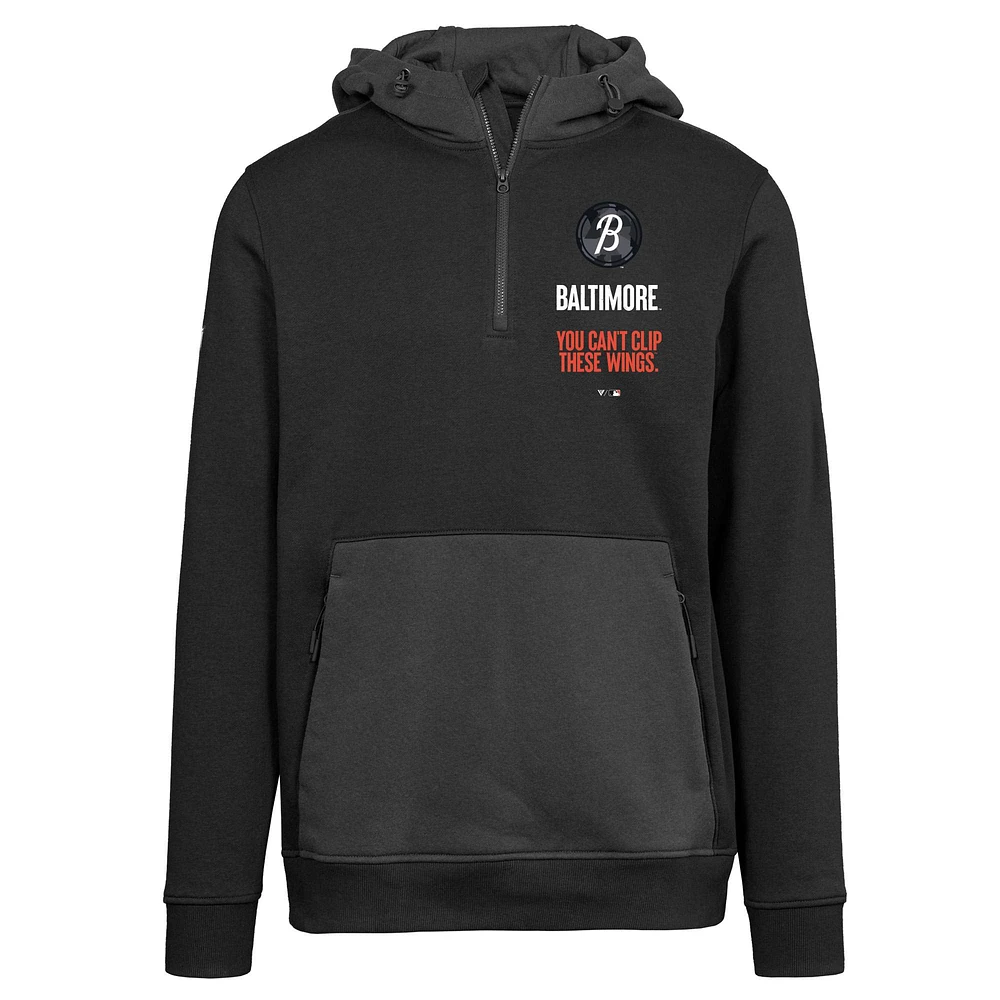 Men's Levelwear Black Baltimore Orioles City Connect Chicane Baseline Quarter-Zip Hoodie