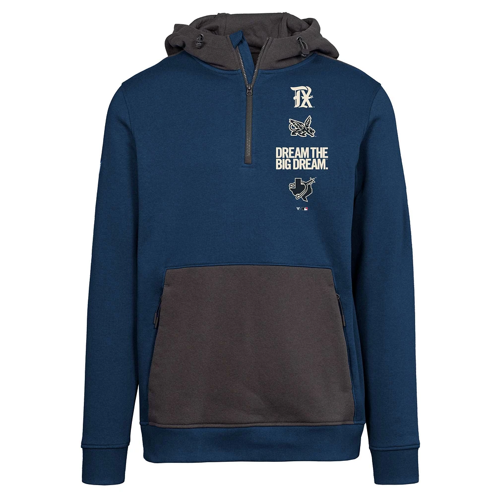 Men's Levelwear Navy Texas Rangers City Connect Chicane Baseline Quarter-Zip Hoodie