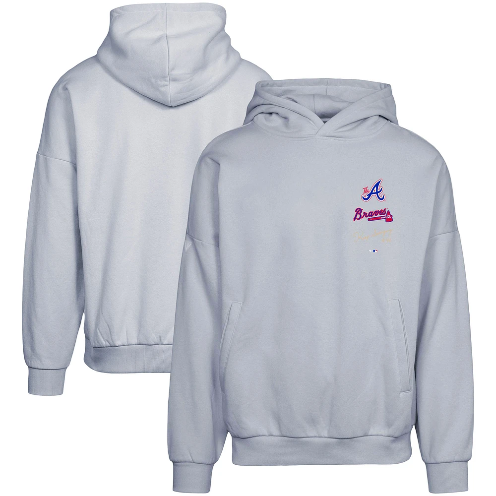 Men's Levelwear Gray Atlanta Braves City Connect Contact Baseline Pullover Hoodie
