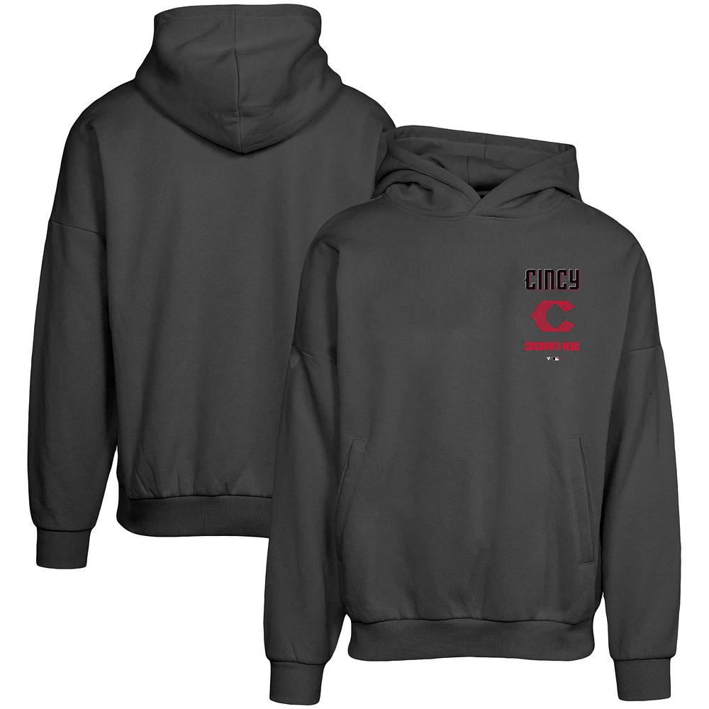 Men's Levelwear Black Cincinnati Reds City Connect Contact Baseline Pullover Hoodie