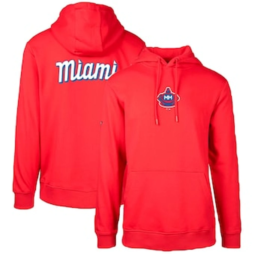 Men's Levelwear Red Miami Marlins City Connect Podium Core 2.0 Pullover Hoodie