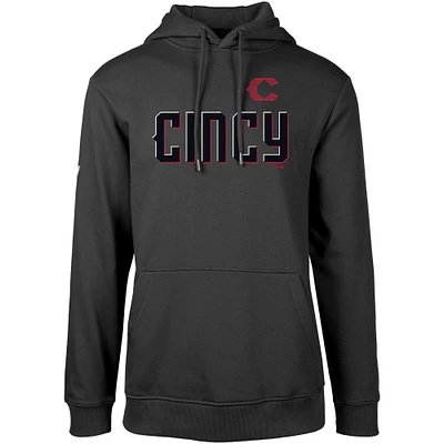 Men's Levelwear Black Cincinnati Reds City Connect Podium Core Logo Pullover Hoodie
