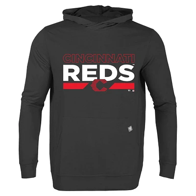 Men's Levelwear Black Cincinnati Reds City Connect Relay No Hitter Pullover Hoodie