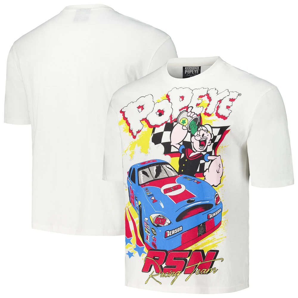 Unisex Reason White Popeye Racing Graphic Box T-Shirt