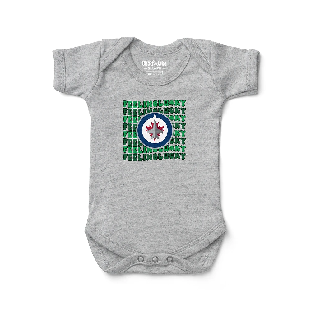 Infant Chad & Jake Heather Gray Winnipeg Jets Feeling Lucky Bodysuit