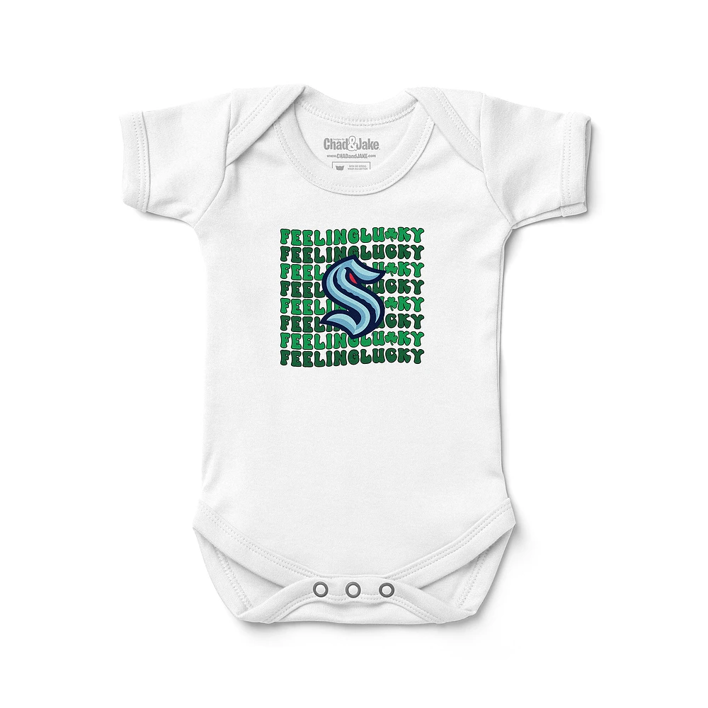 Infant Chad & Jake White Seattle Kraken Feeling Lucky Bodysuit