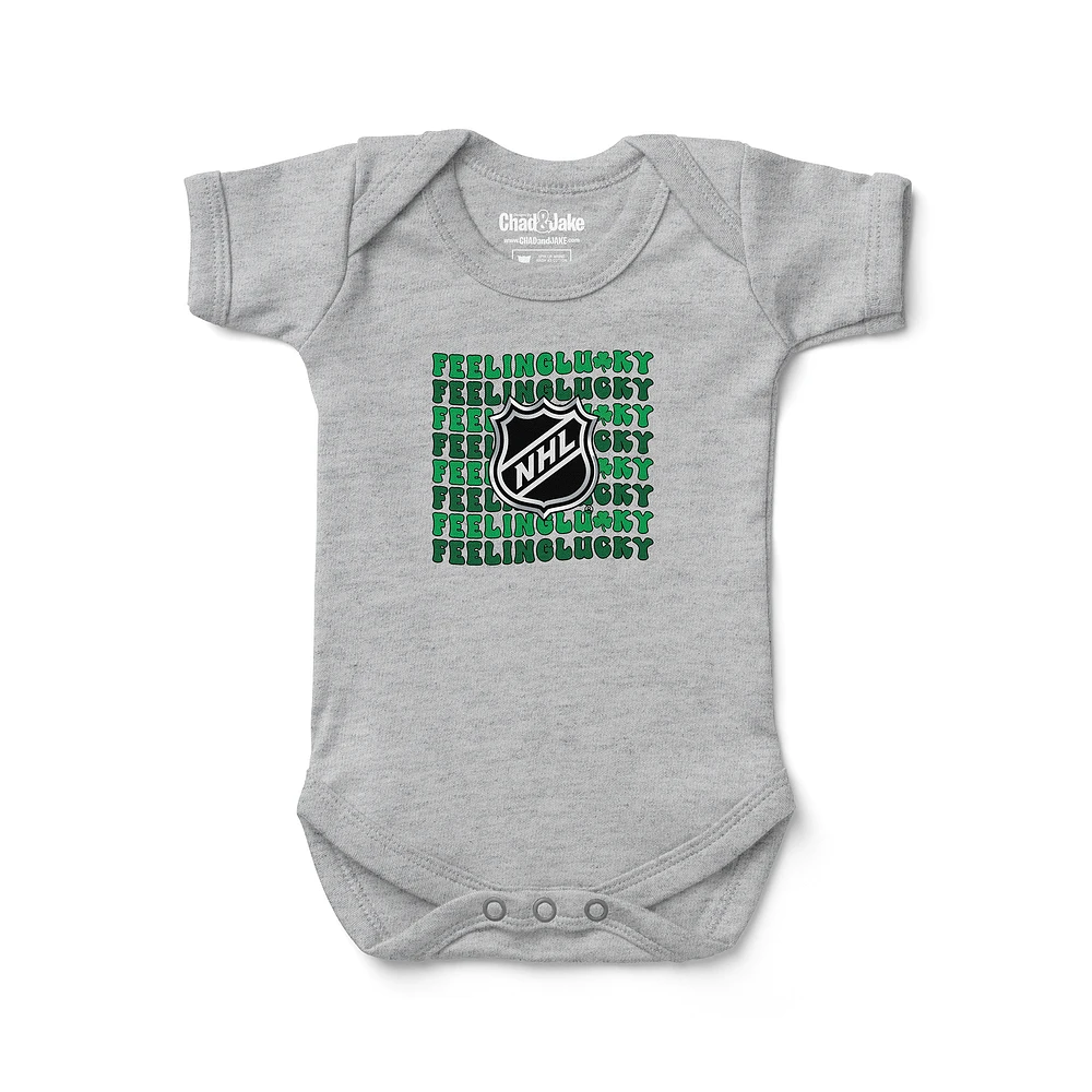 Newborn Chad & Jake Heather Gray NHL-Logo Feeling Lucky Bodysuit