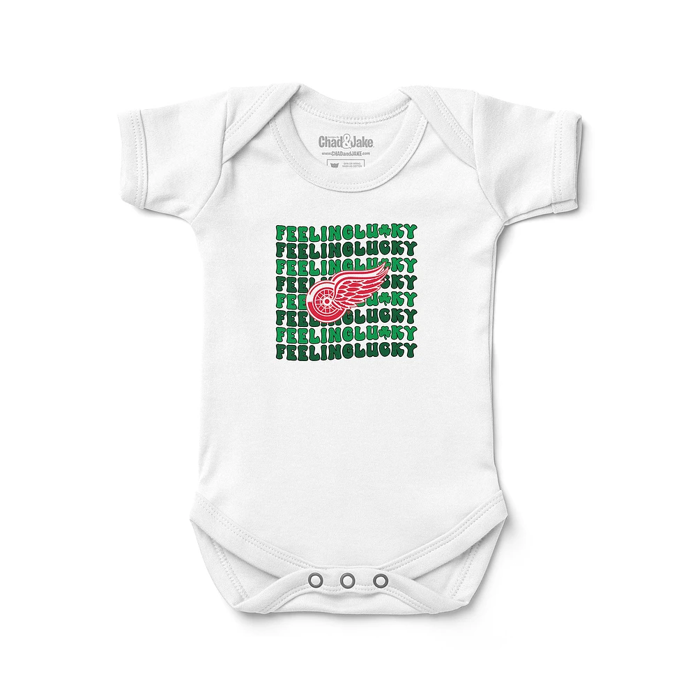 Newborn Chad & Jake White Detroit Red Wings Feeling Lucky Bodysuit