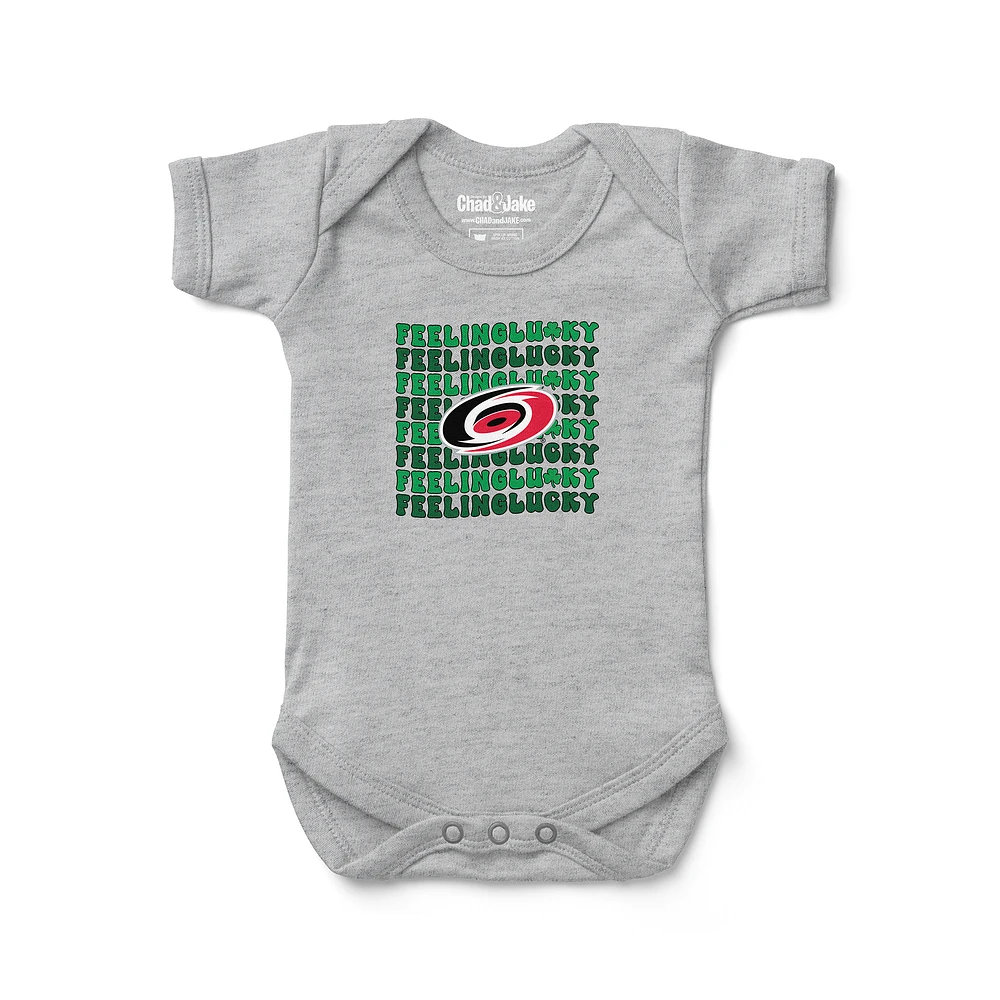 Newborn Chad & Jake Heather Gray Carolina Hurricanes Feeling Lucky Bodysuit