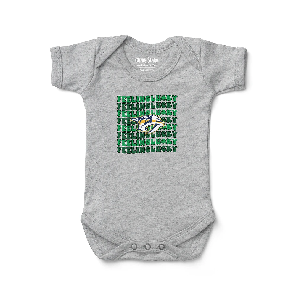 Newborn Chad & Jake Heather Gray Nashville Predators Feeling Lucky Bodysuit
