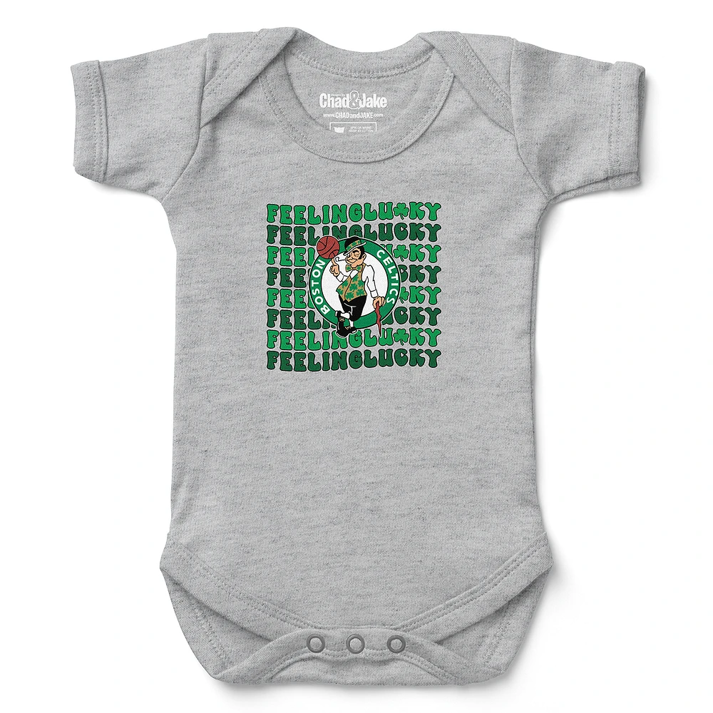 Newborn & Infant Chad Jake Heather Gray Boston Celtics St. Patrick's Day Feeling Lucky Bodysuit