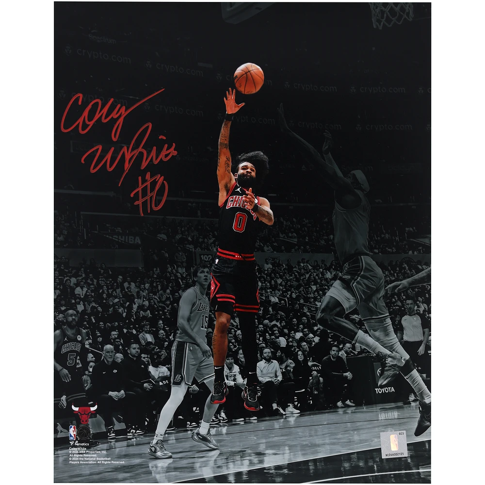 Coby White Chicago Bulls Autographed 11" x 14" Shoots vs. Los Angeles Lakers Spotlight Photograph