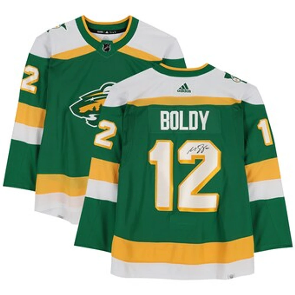 Matthew Boldy Minnesota Wild Autographed 2023-24 Green Alternate adidas Authentic Jersey