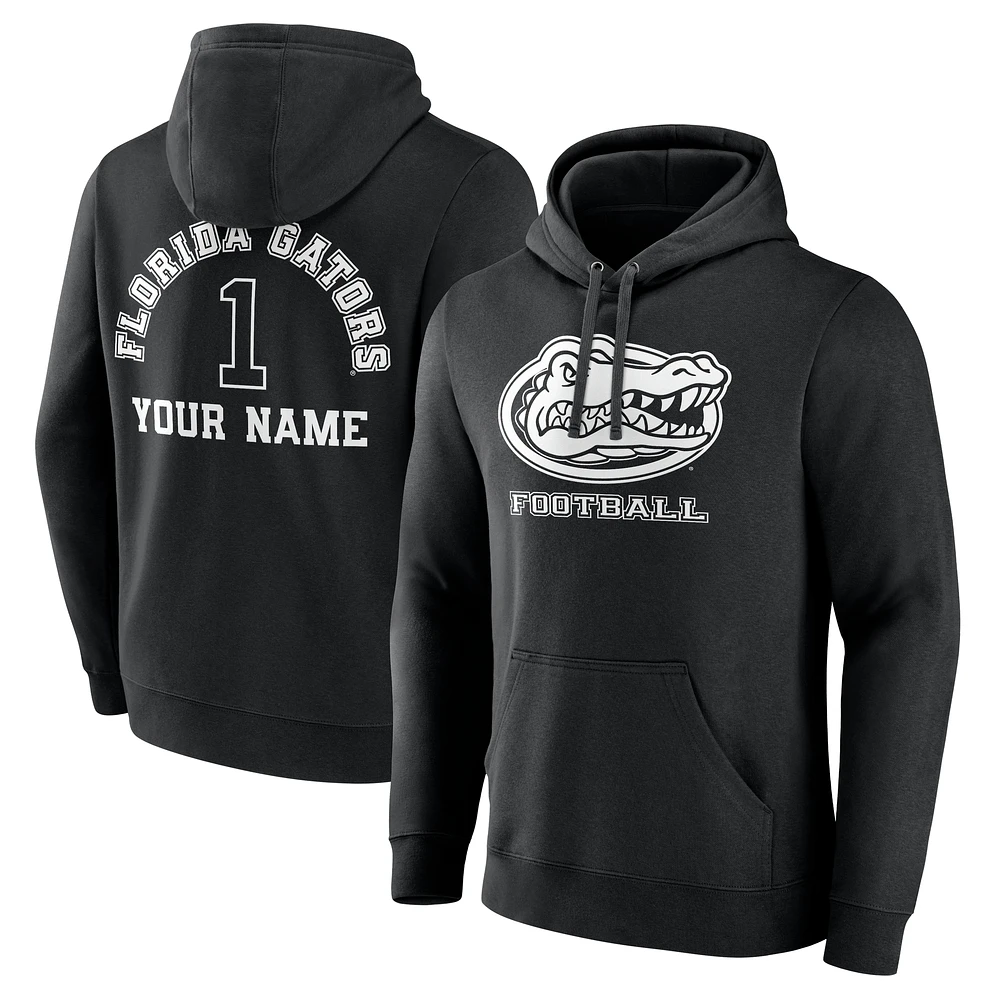 Men's Black Florida Gators Personalized Name & Number Monochrome Pullover Hoodie